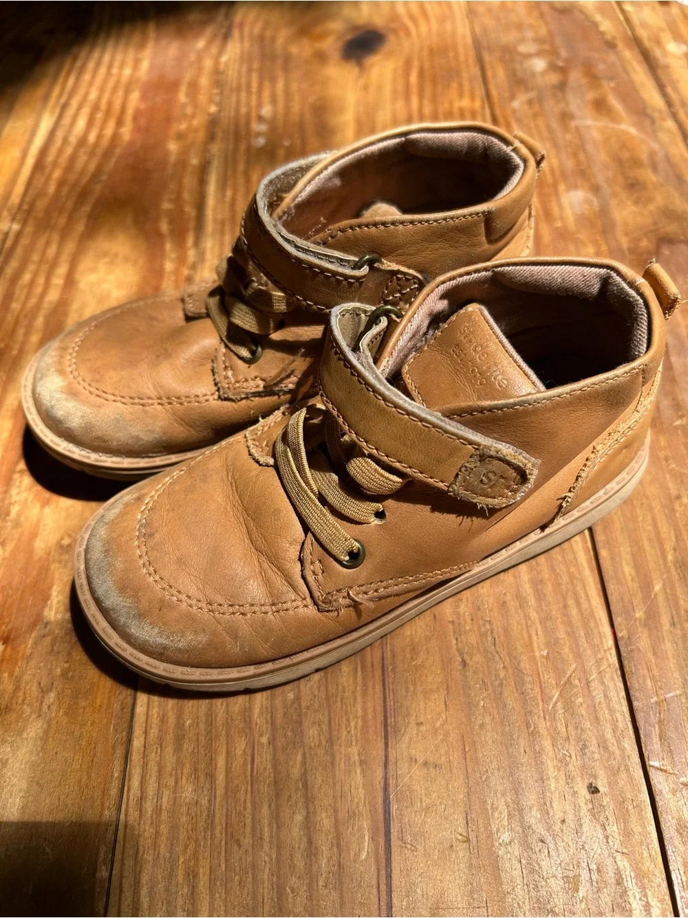 Stride Rite Kids Tan Leather High-Top Boots